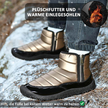 Herren-Schneestiefel aus Daunenstoff mit Reißverschluss Warme Outdoor-Kurzstiefel Wanderschuhe Rutschfester & Wasserdichter Barfußschuh für den Winter