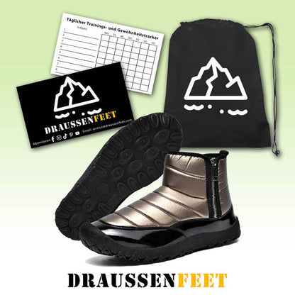 Herren-Schneestiefel aus Daunenstoff mit Reißverschluss Warme Outdoor-Kurzstiefel Wanderschuhe Rutschfester & Wasserdichter Barfußschuh für den Winter