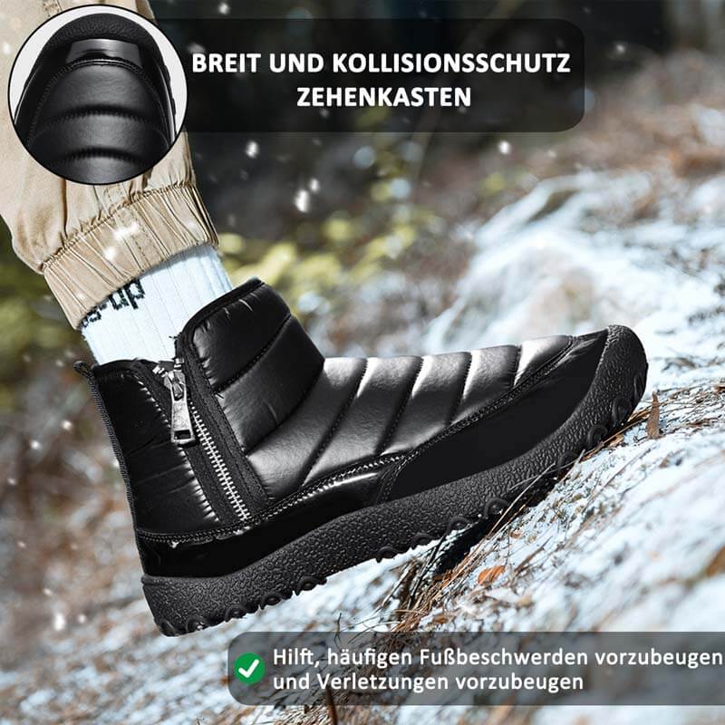 Herren-Schneestiefel aus Daunenstoff mit Reißverschluss Warme Outdoor-Kurzstiefel Wanderschuhe Rutschfester & Wasserdichter Barfußschuh für den Winter