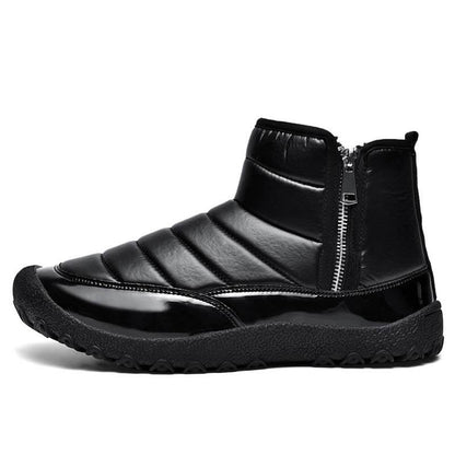 Herren-Schneestiefel aus Daunenstoff mit Reißverschluss Warme Outdoor-Kurzstiefel Wanderschuhe Rutschfester & Wasserdichter Barfußschuh für den Winter