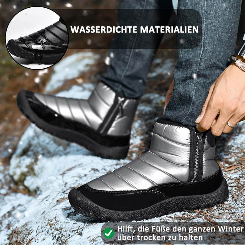 Herren-Schneestiefel aus Daunenstoff mit Reißverschluss Warme Outdoor-Kurzstiefel Wanderschuhe Rutschfester & Wasserdichter Barfußschuh für den Winter