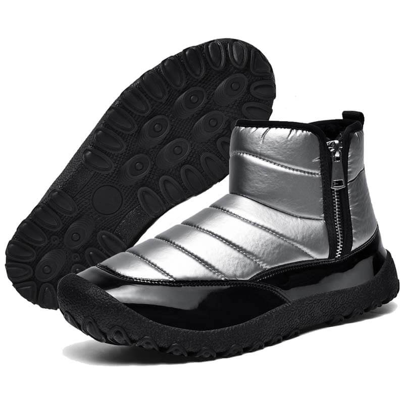 Herren-Schneestiefel aus Daunenstoff mit Reißverschluss Warme Outdoor-Kurzstiefel Wanderschuhe Rutschfester & Wasserdichter Barfußschuh für den Winter