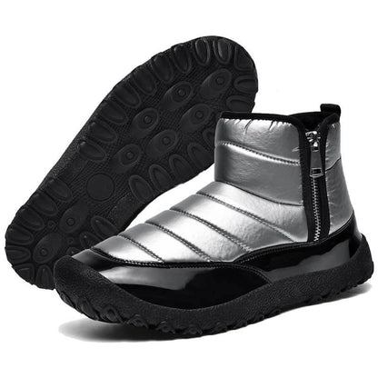 Herren-Schneestiefel aus Daunenstoff mit Reißverschluss Warme Outdoor-Kurzstiefel Wanderschuhe Rutschfester & Wasserdichter Barfußschuh für den Winter