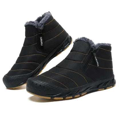 Warm gefütterte Schneestiefel, Reißverschluss, kurzer Schaft, flache, bequeme Outdoor-Stiefel, rutschfest und wasserdicht, Winter-Barfußschuhe (Unisex)