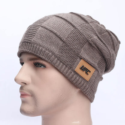 Herren Wolle Plus Dicker Winter Warm halten Winddichte Strickmütze