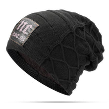 Lade das Bild in den Galerie-Viewer, Herren Winter Plus Samt Warme Strickmütze Lässig NC Letter Solid Skullies Beanie Hat
