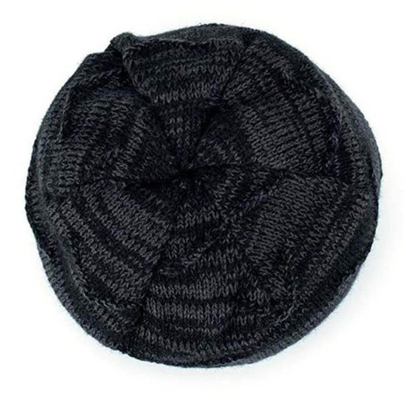 Herren Solid Color Stripe Knit Plus Velvet Fashion Beanie Hüte für Männer Outdoor Halten Sie warme Mützen
