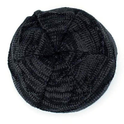 Herren Solid Color Stripe Knit Plus Velvet Fashion Beanie Hüte für Männer Outdoor Halten Sie warme Mützen