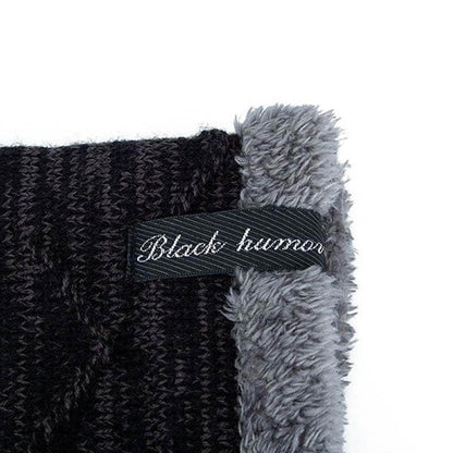 Herren Solid Color Stripe Knit Plus Velvet Fashion Beanie Hüte für Männer Outdoor Halten Sie warme Mützen
