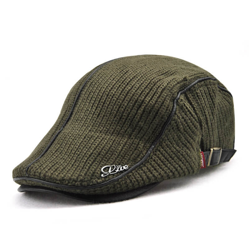 Herren Strick Flat Cap Gepolsterte Warm Beret Caps Casual Outdoor Visier Vorwärtshut