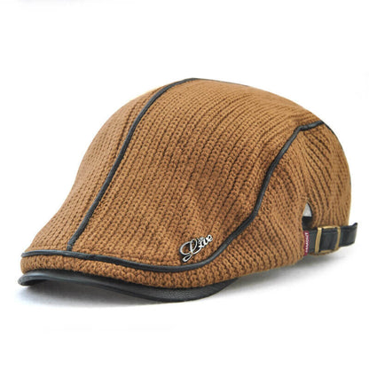 Herren Strick Flat Cap Gepolsterte Warm Beret Caps Casual Outdoor Visier Vorwärtshut