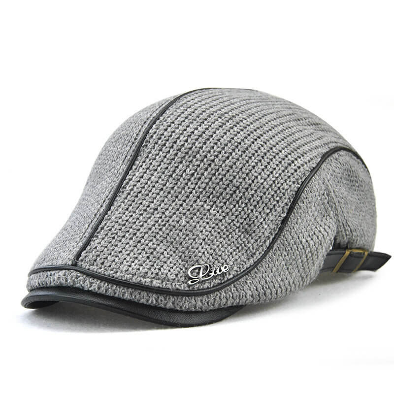 Herren Strick Flat Cap Gepolsterte Warm Beret Caps Casual Outdoor Visier Vorwärtshut