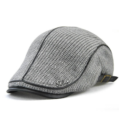 Herren Strick Flat Cap Gepolsterte Warm Beret Caps Casual Outdoor Visier Vorwärtshut