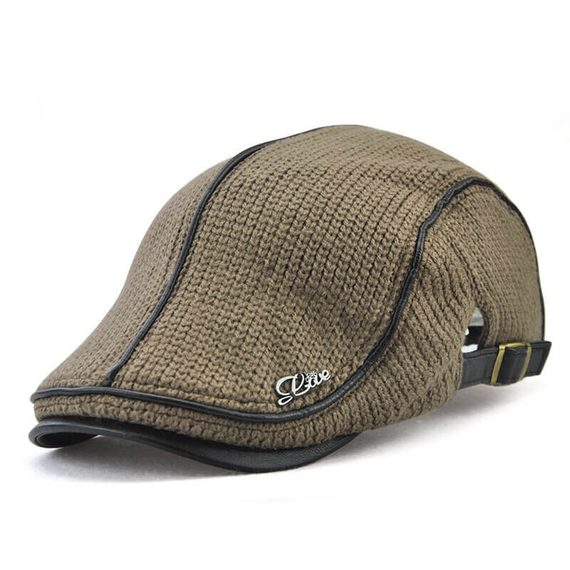 Herren Strick Flat Cap Gepolsterte Warm Beret Caps Casual Outdoor Visier Vorwärtshut