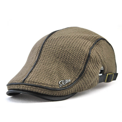 Herren Strick Flat Cap Gepolsterte Warm Beret Caps Casual Outdoor Visier Vorwärtshut
