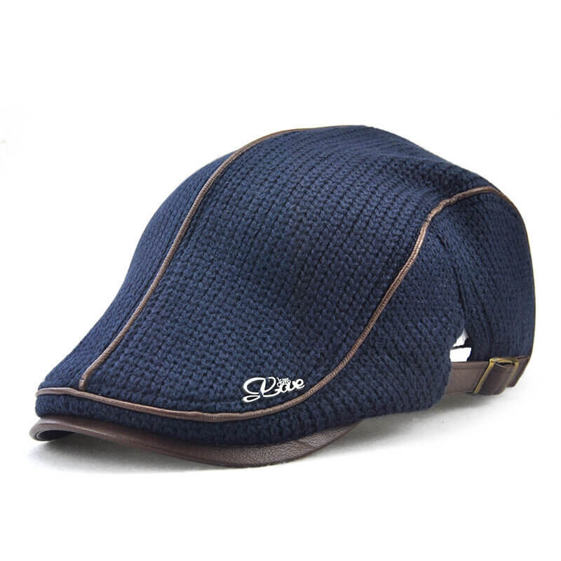Herren Strick Flat Cap Gepolsterte Warm Beret Caps Casual Outdoor Visier Vorwärtshut
