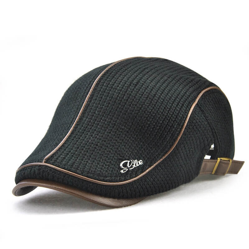 Herren Strick Flat Cap Gepolsterte Warm Beret Caps Casual Outdoor Visier Vorwärtshut