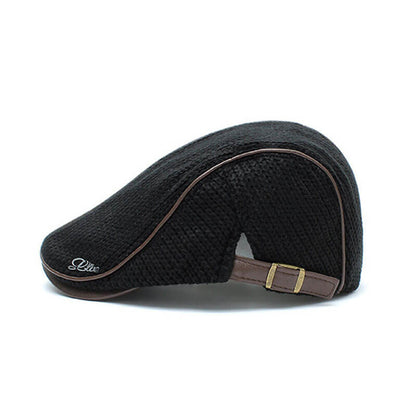 Herren Strick Flat Cap Gepolsterte Warm Beret Caps Casual Outdoor Visier Vorwärtshut