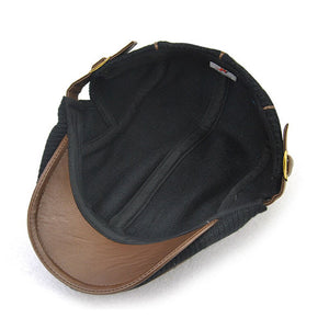 Herren Strick Flat Cap Gepolsterte Warm Beret Caps Casual Outdoor Visier Vorwärtshut