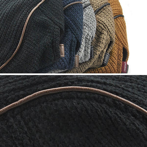 Herren Strick Flat Cap Gepolsterte Warm Beret Caps Casual Outdoor Visier Vorwärtshut