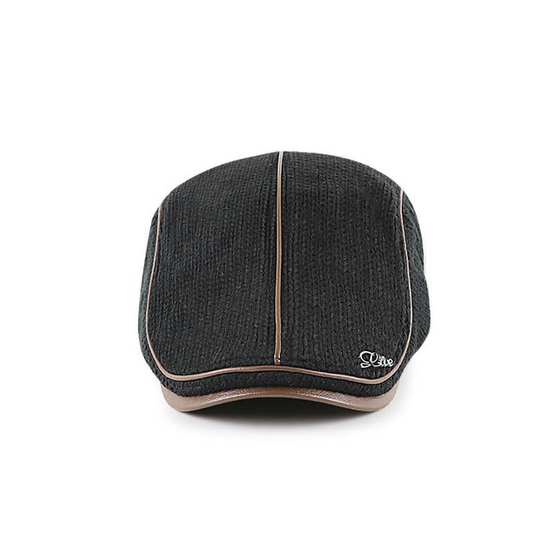 Herren Strick Flat Cap Gepolsterte Warm Beret Caps Casual Outdoor Visier Vorwärtshut