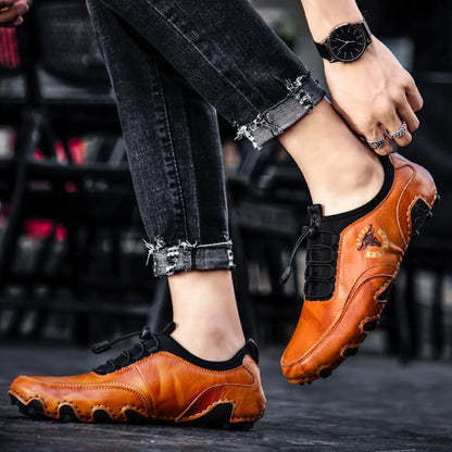 Herren Casual Fashion Bequeme hochwertige handgefertigte Leder-Fahrschuhe flach