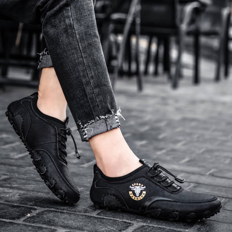 Herren Casual Fashion Bequeme hochwertige handgefertigte Leder-Fahrschuhe flach