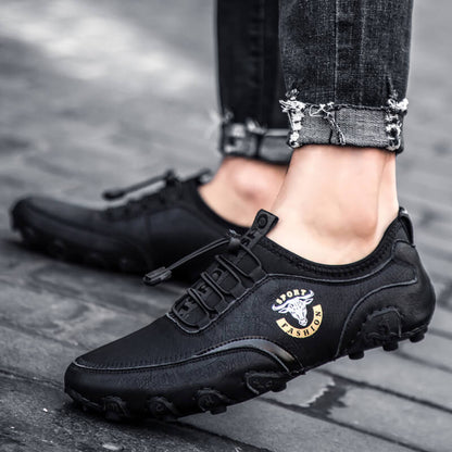 Herren Casual Fashion Bequeme hochwertige handgefertigte Leder-Fahrschuhe flach