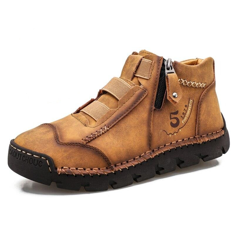 Winter Herren Stiefel Echtes Leder Outdoor Herren Arbeit Schneestiefel Westernstiefel Wasserdichte Herren Schnee Motorradstiefel