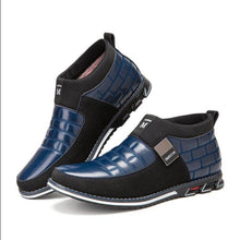 Lade das Bild in den Galerie-Viewer, draussenfeet business lederschuhe 31183 blau pluschfutter
