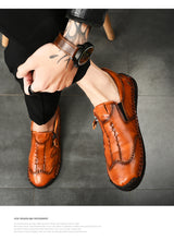 Lade das Bild in den Galerie-Viewer, draussenfeet handgefertigte lederschuhe 31345 rotbraun
