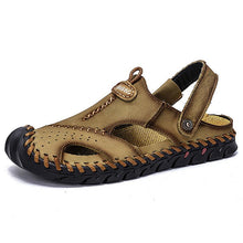 Lade das Bild in den Galerie-Viewer, draussenfeet handgefertigte lederschuhe sandalen hausschuhe 131904 khaki
