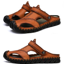 Lade das Bild in den Galerie-Viewer, draussenfeet handgefertigte lederschuhe sandalen hausschuhe 131904 rotbraun
