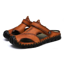 Lade das Bild in den Galerie-Viewer, draussenfeet handgefertigte lederschuhe sandalen hausschuhe 131904 rotbraun
