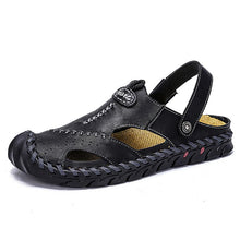 Lade das Bild in den Galerie-Viewer, draussenfeet handgefertigte lederschuhe sandalen hausschuhe 131904 schwarz
