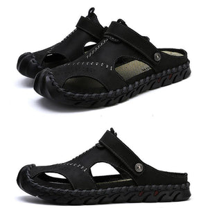 draussenfeet handgefertigte lederschuhe sandalen hausschuhe 131904 schwarz