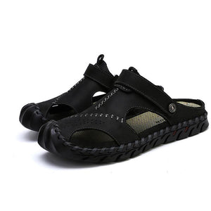 draussenfeet handgefertigte lederschuhe sandalen hausschuhe 131904 schwarz