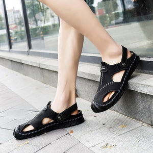 draussenfeet handgefertigte lederschuhe sandalen hausschuhe 131904 schwarz