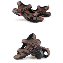 Lade das Bild in den Galerie-Viewer, draussenfeet handgefertigte lederschuhe sandalen hausschuhe 133968 dunkelbraun
