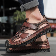 Lade das Bild in den Galerie-Viewer, draussenfeet handgefertigte lederschuhe sandalen hausschuhe 148010 dunkelbraun
