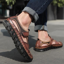 Lade das Bild in den Galerie-Viewer, draussenfeet handgefertigte lederschuhe sandalen hausschuhe 148010 dunkelbraun
