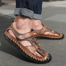 Lade das Bild in den Galerie-Viewer, draussenfeet handgefertigte lederschuhe sandalen hausschuhe 148010 hellbraun

