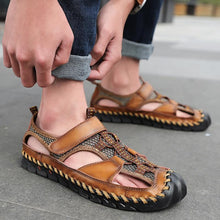 Lade das Bild in den Galerie-Viewer, draussenfeet handgefertigte lederschuhe sandalen hausschuhe 148010 hellbraun
