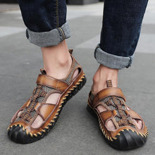 Lade das Bild in den Galerie-Viewer, draussenfeet handgefertigte lederschuhe sandalen hausschuhe 148010 hellbraun
