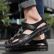 Lade das Bild in den Galerie-Viewer, draussenfeet handgefertigte lederschuhe sandalen hausschuhe 148010 schwarz
