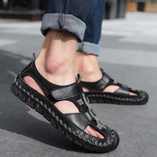 Lade das Bild in den Galerie-Viewer, draussenfeet handgefertigte lederschuhe sandalen hausschuhe 148010 schwarz
