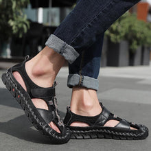 Lade das Bild in den Galerie-Viewer, draussenfeet handgefertigte lederschuhe sandalen hausschuhe 148010 schwarz
