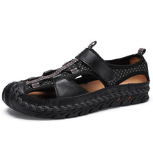 Lade das Bild in den Galerie-Viewer, draussenfeet handgefertigte lederschuhe sandalen hausschuhe 148010 schwarz
