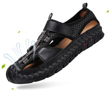 Lade das Bild in den Galerie-Viewer, draussenfeet handgefertigte lederschuhe sandalen hausschuhe 148010 schwarz
