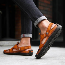 Lade das Bild in den Galerie-Viewer, draussenfeet handgefertigte lederschuhe sandalen hausschuhe 31140 rotbraun

